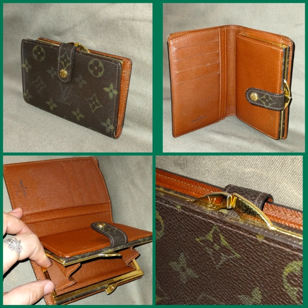 VINTAGE LOUIS VUITTON BROWN MONOGRAM LEATHER WALLET POCKETBOOK ~ AUTHENTIC
